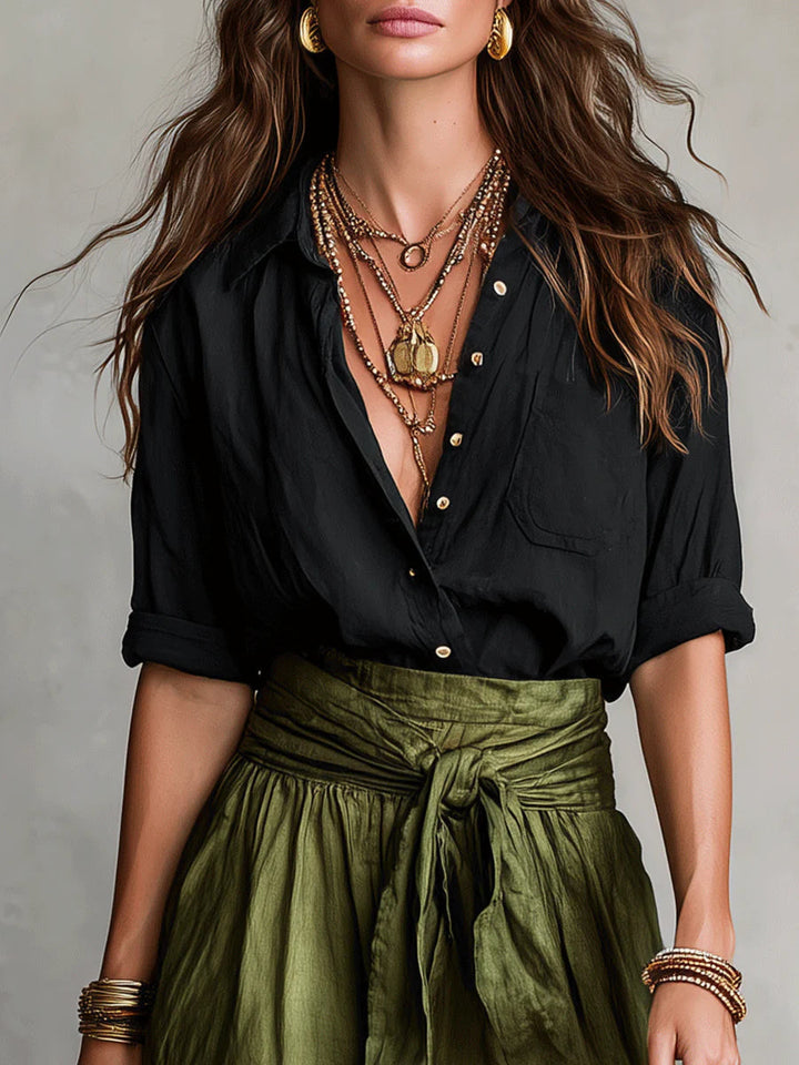 Maggie™ | Black Top Midi Skirt Set