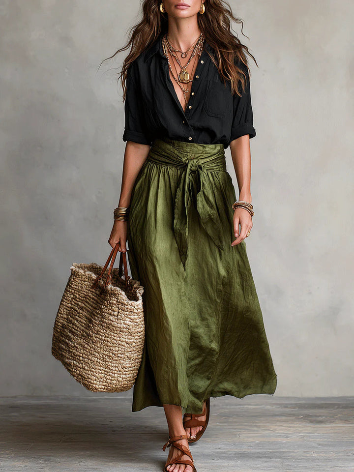 Maggie™ | Black Top Midi Skirt Set