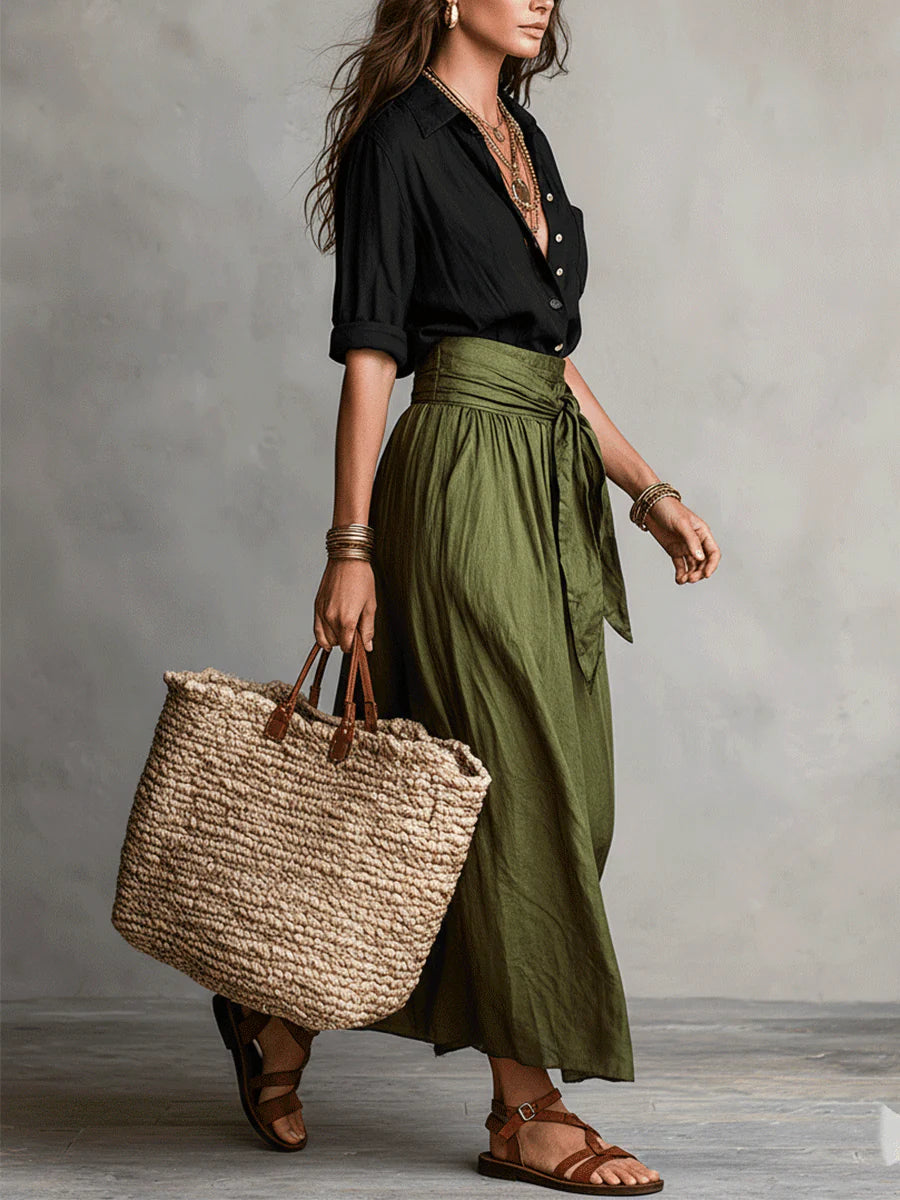 Maggie™ | Black Top Midi Skirt Set