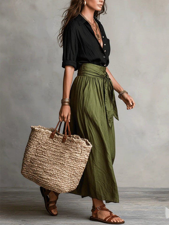 Maggie™ | Black Top Midi Skirt Set