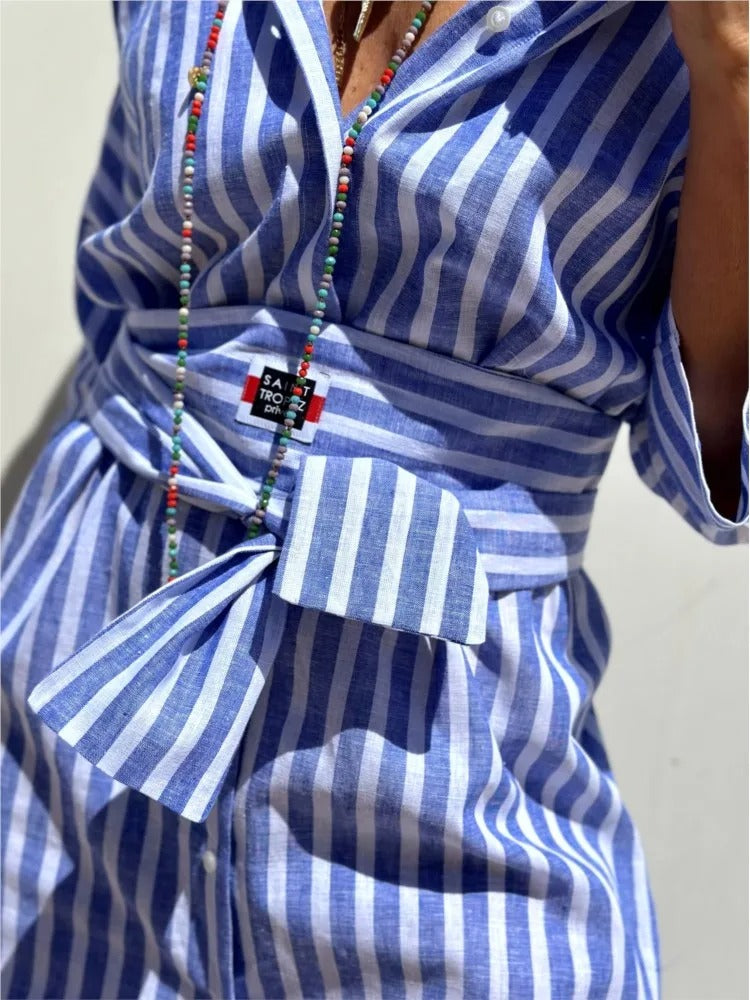 April™ | Crisp Striped Maxi Dress