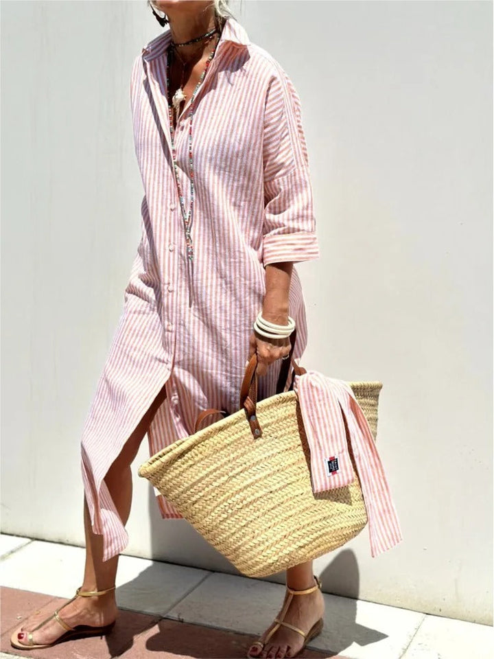 April™ | Crisp Striped Maxi Dress