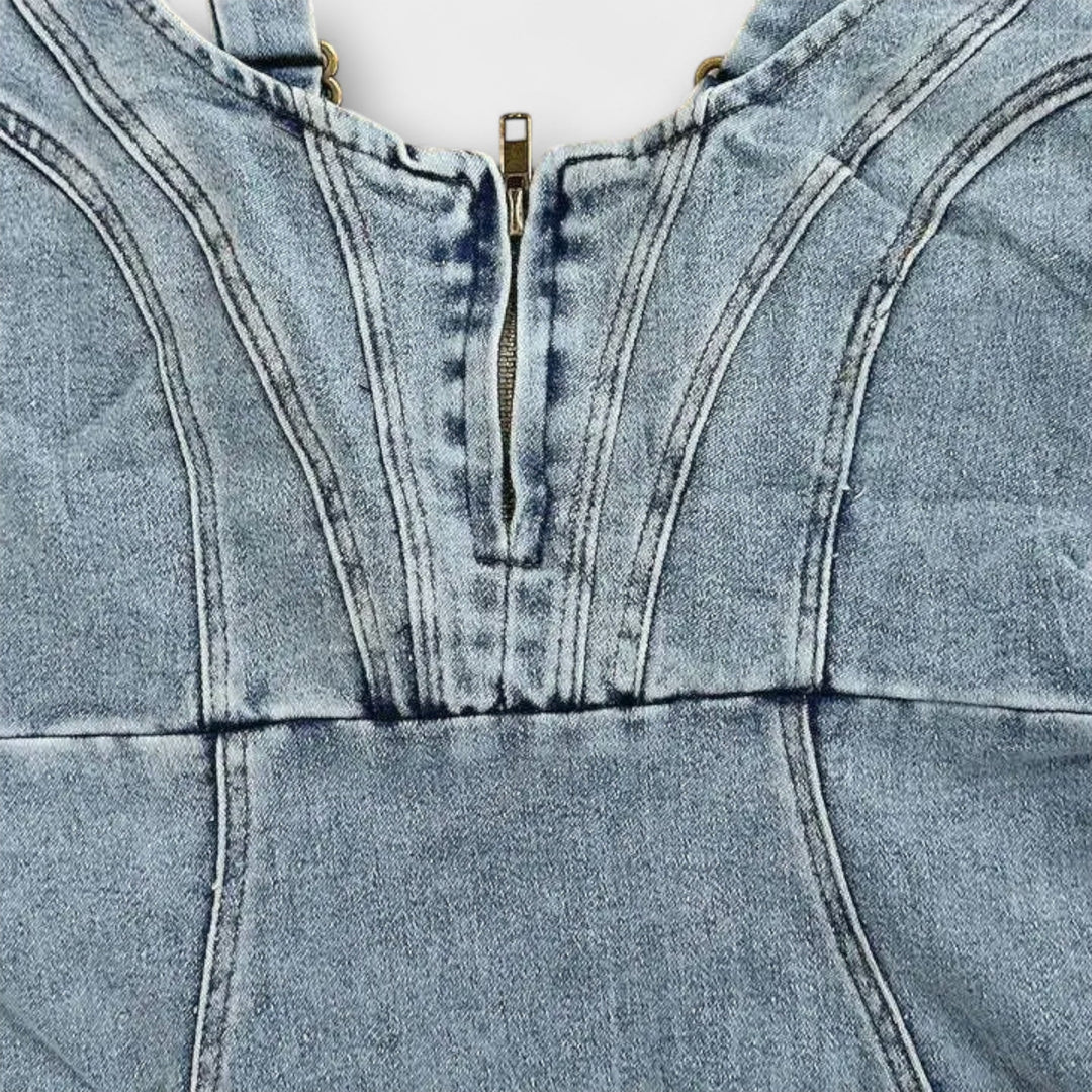 Anna - Adjustable Strap Denim Dress