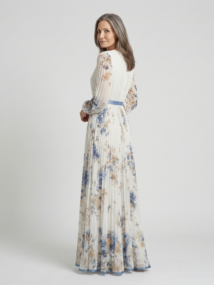 Ivy™  | Long Sleeve V Neck Floral Maxi Dress