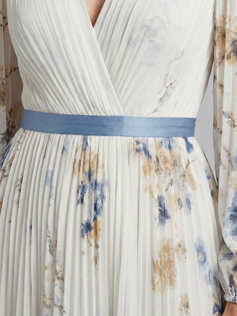 Ivy™  | Long Sleeve V Neck Floral Maxi Dress