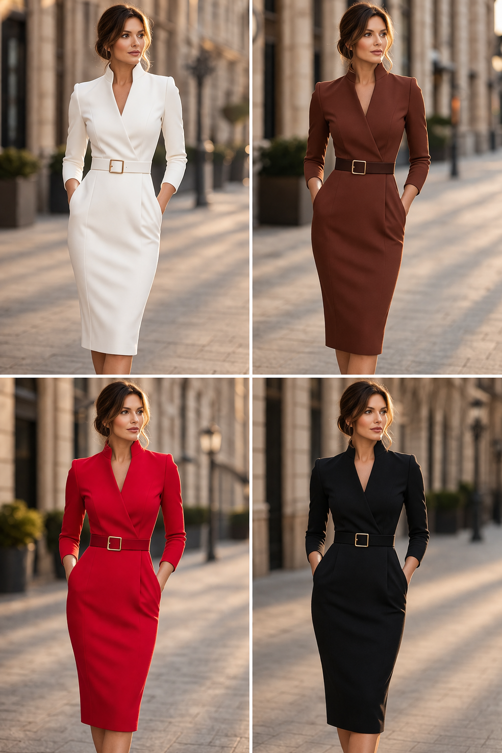 TIVARA | Belted Black Dress