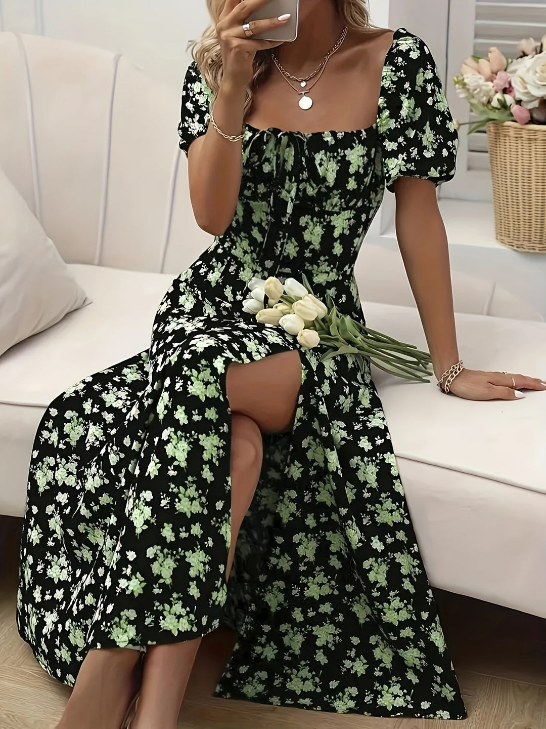 Erin™ | Elegant Floral Midi Dress