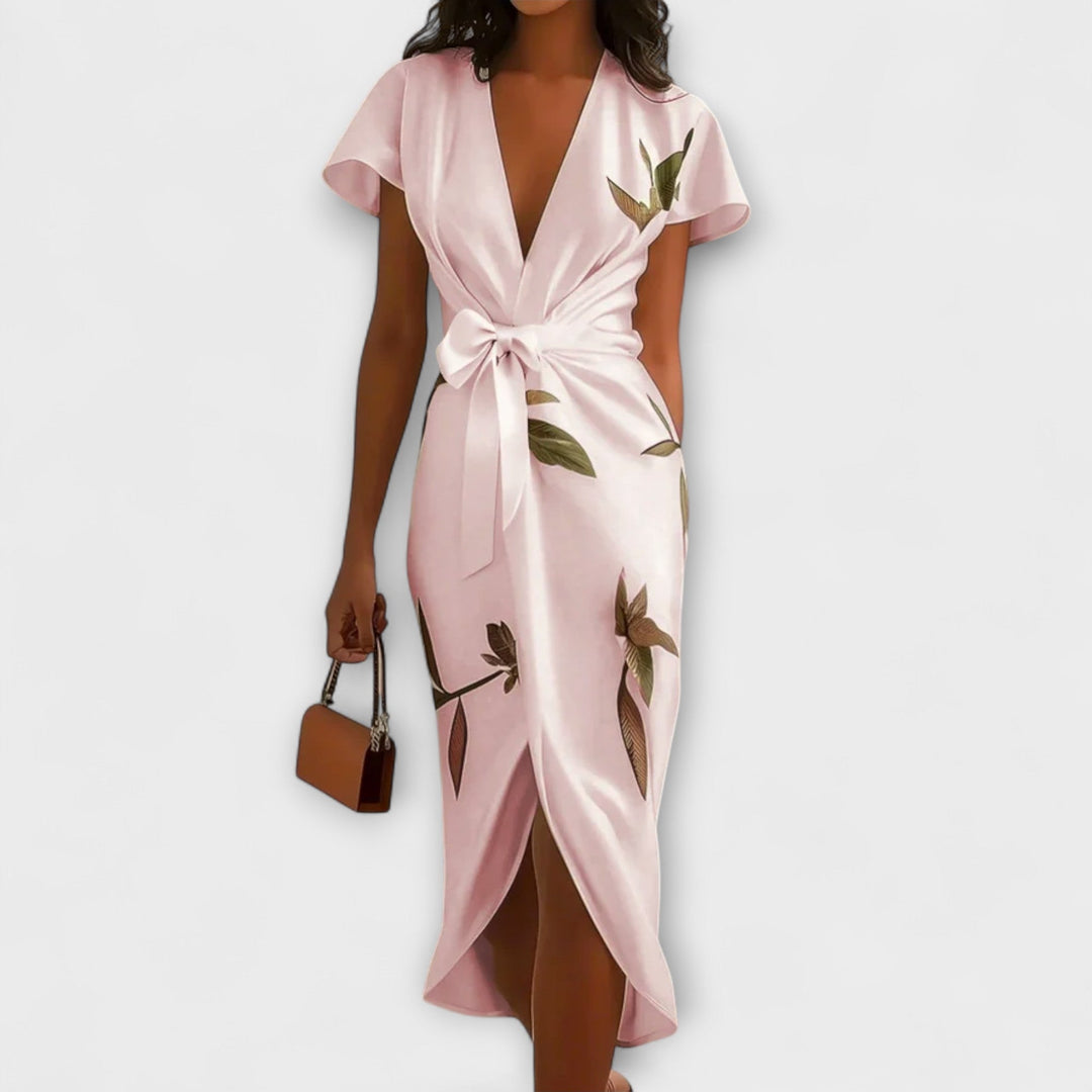 Elegant Satin Wrap Dress