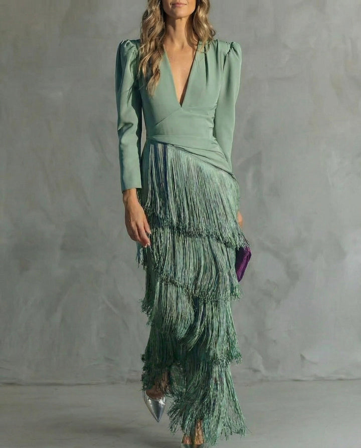 Gracie™ | Fringe-Detail Maxi Dress