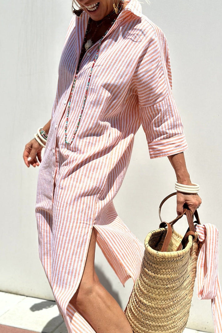 April™ | Crisp Striped Maxi Dress