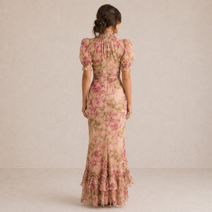 SAE | Puff Sleeve Maxi Dress in Rose