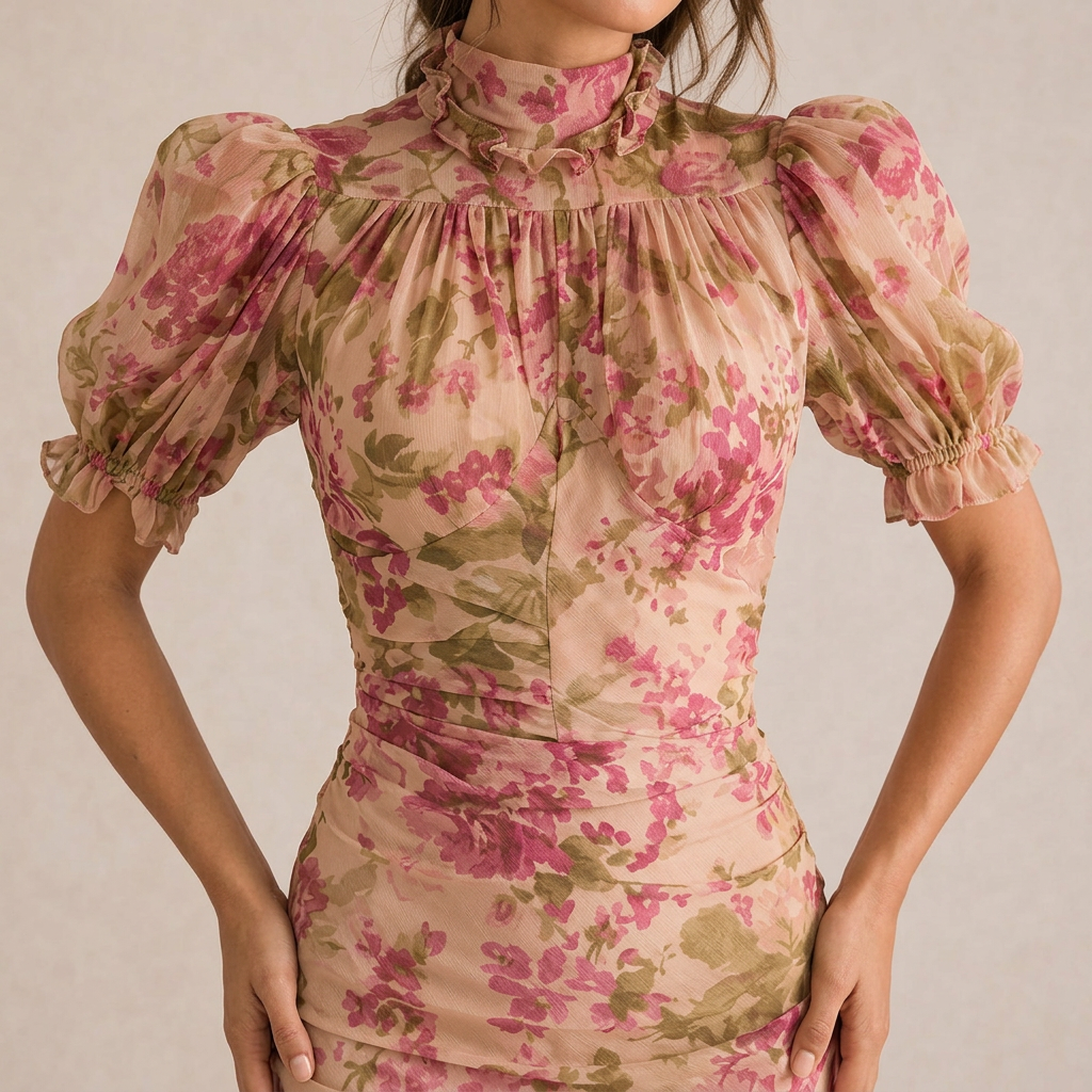 SAE | Puff Sleeve Maxi Dress in Rose