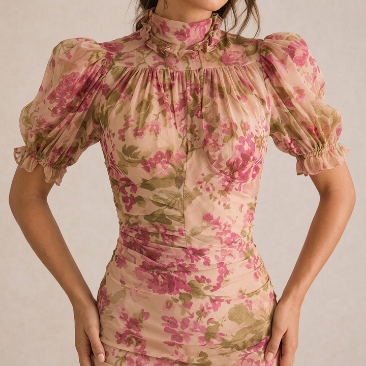 SAE | Puff Sleeve Maxi Dress in Rose