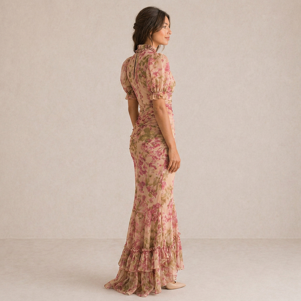 SAE | Puff Sleeve Maxi Dress in Rose