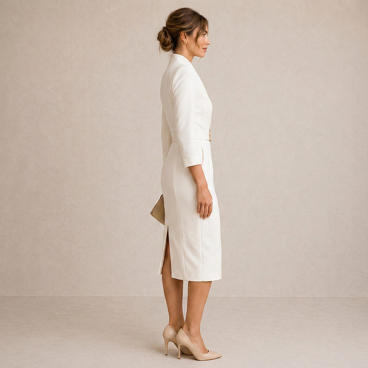 TIVARA | Belted Black Dress