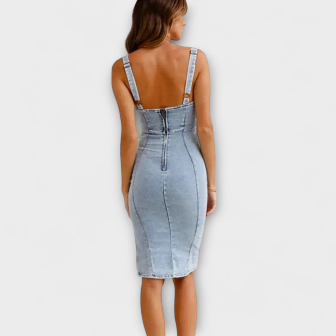 Anna - Adjustable Strap Denim Dress
