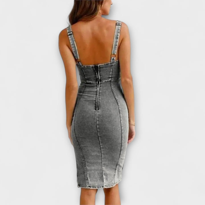 Anna - Adjustable Strap Denim Dress