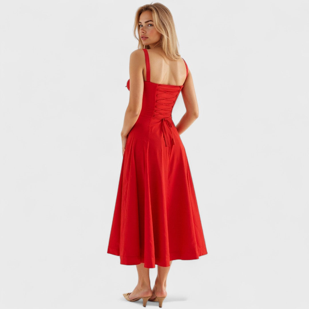 Kiana - Midi Dress with Lace-Up Detail