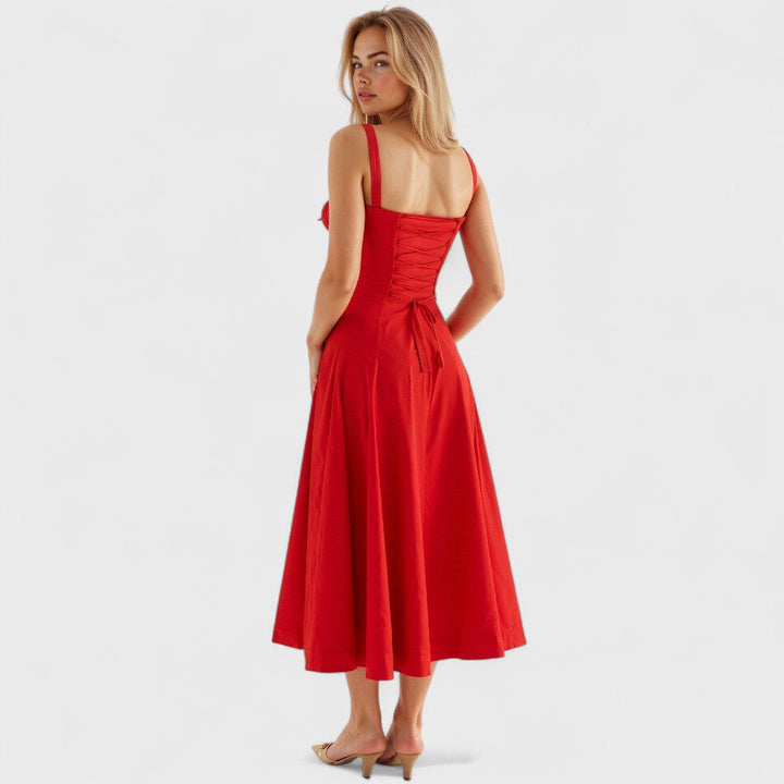 Kiana - Midi Dress with Lace-Up Detail