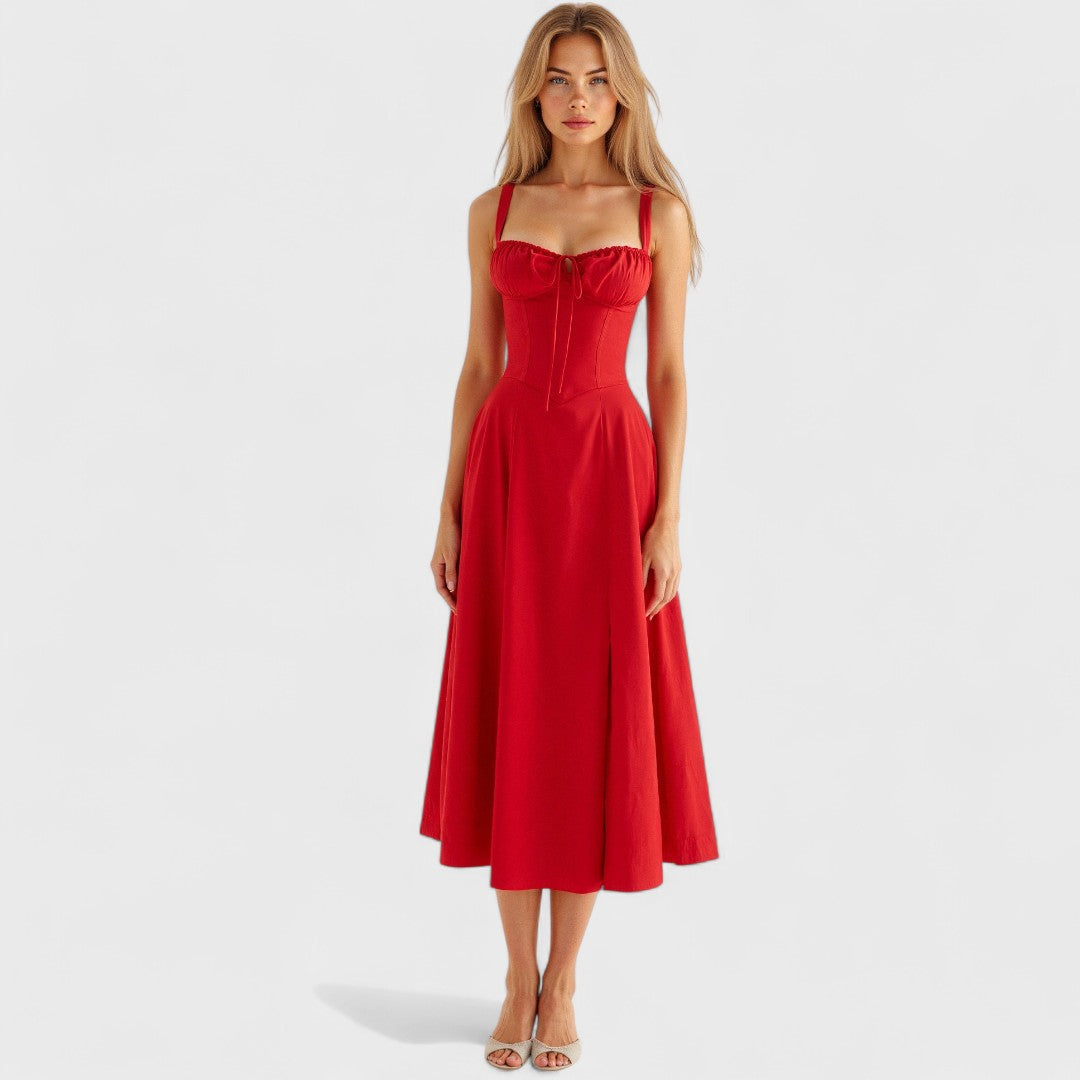 Kiana - Midi Dress with Lace-Up Detail