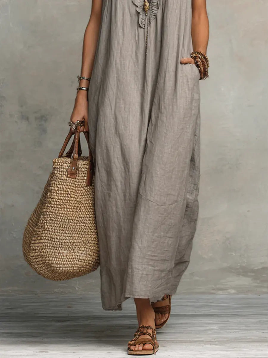 Corina's - Flowy Linen Boho Maxi Dress
