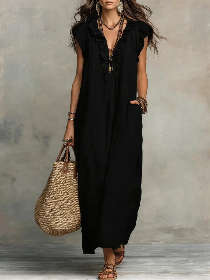 Corina's - Flowy Linen Boho Maxi Dress