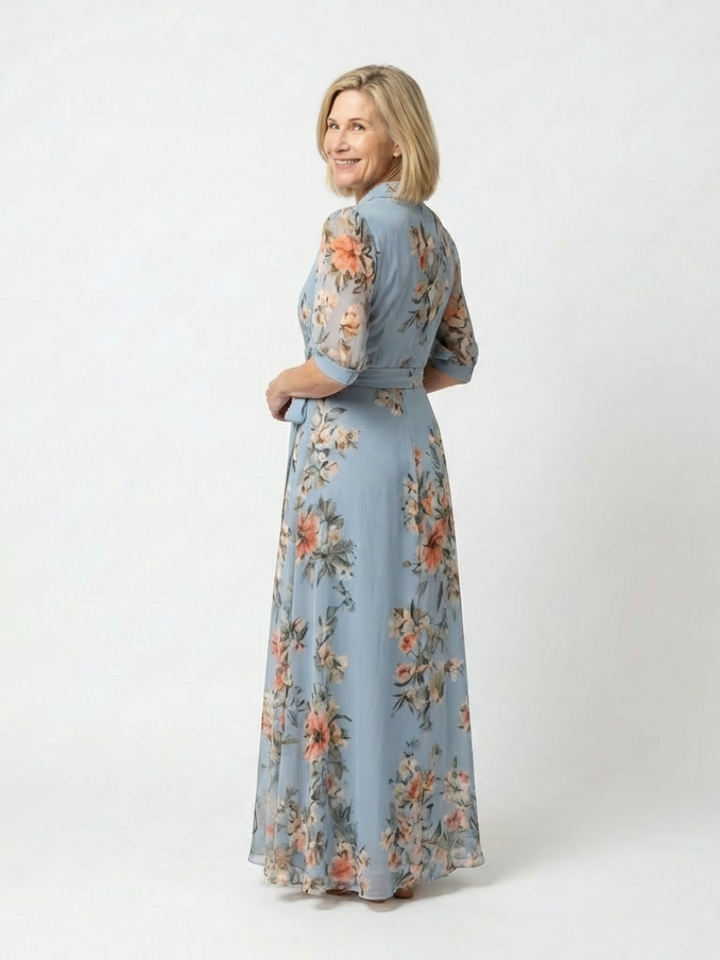 Elowen | Floral V-Neck Maxi Dress with Wrap Design