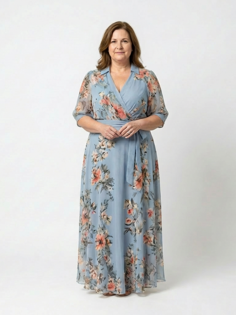 Elowen | Floral V-Neck Maxi Dress with Wrap Design