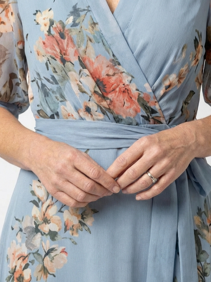 Elowen | Floral V-Neck Maxi Dress with Wrap Design